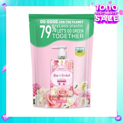 WATSONS Rose & Orchid Scented Gel Hand Wash (Softening & Moisturising, Dermatologically Tested) Refill Pack 500ml