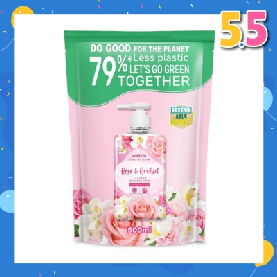 WATSONS Rose & Orchid Scented Gel Hand Wash (Softening & Moisturising, Dermatologically Tested) Refill Pack 500ml