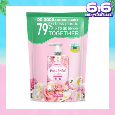 WATSONS Rose & Orchid Scented Gel Hand Wash (Softening & Moisturising, Dermatologically Tested) Refill Pack 500ml