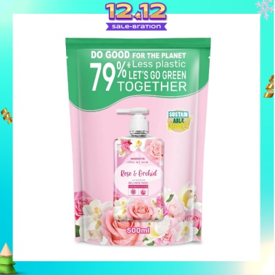 WATSONS Rose & Orchid Scented Gel Hand Wash (Softening & Moisturising, Dermatologically Tested) Refill Pack 500ml