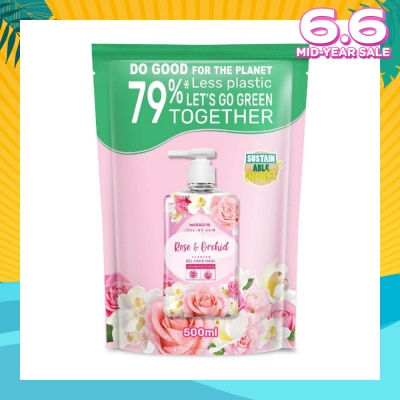 WATSONS Rose & Orchid Scented Gel Hand Wash (Softening & Moisturising, Dermatologically Tested) Refill Pack 500ml