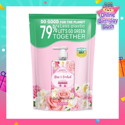 WATSONS Rose & Orchid Scented Gel Hand Wash (Softening & Moisturising, Dermatologically Tested) Refill Pack 500ml