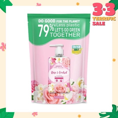 WATSONS Rose & Orchid Scented Gel Hand Wash (Softening & Moisturising, Dermatologically Tested) Refill Pack 500ml