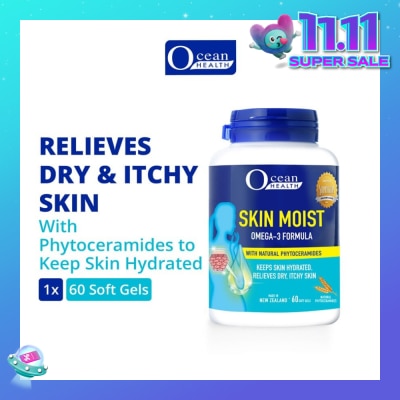 OCEAN HEALTH Skin Moist Omega-3 Formula with Natural Phytoceramides (Keeps Skin Hydrated + Relieves Dry & Itchy Skin) 60s