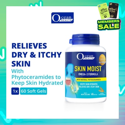 OCEAN HEALTH Skin Moist Omega-3 Formula with Natural Phytoceramides (Keeps Skin Hydrated + Relieves Dry & Itchy Skin) 60s