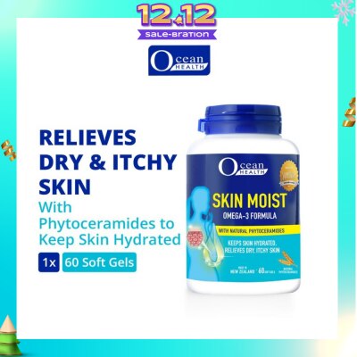 OCEAN HEALTH Skin Moist Omega-3 Formula with Natural Phytoceramides (Keeps Skin Hydrated + Relieves Dry & Itchy Skin) 60s