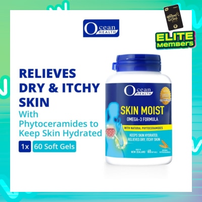 OCEAN HEALTH Skin Moist Omega-3 Formula with Natural Phytoceramides (Keeps Skin Hydrated + Relieves Dry & Itchy Skin) 60s