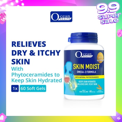 OCEAN HEALTH Skin Moist Omega-3 Formula with Natural Phytoceramides (Keeps Skin Hydrated + Relieves Dry & Itchy Skin) 60s