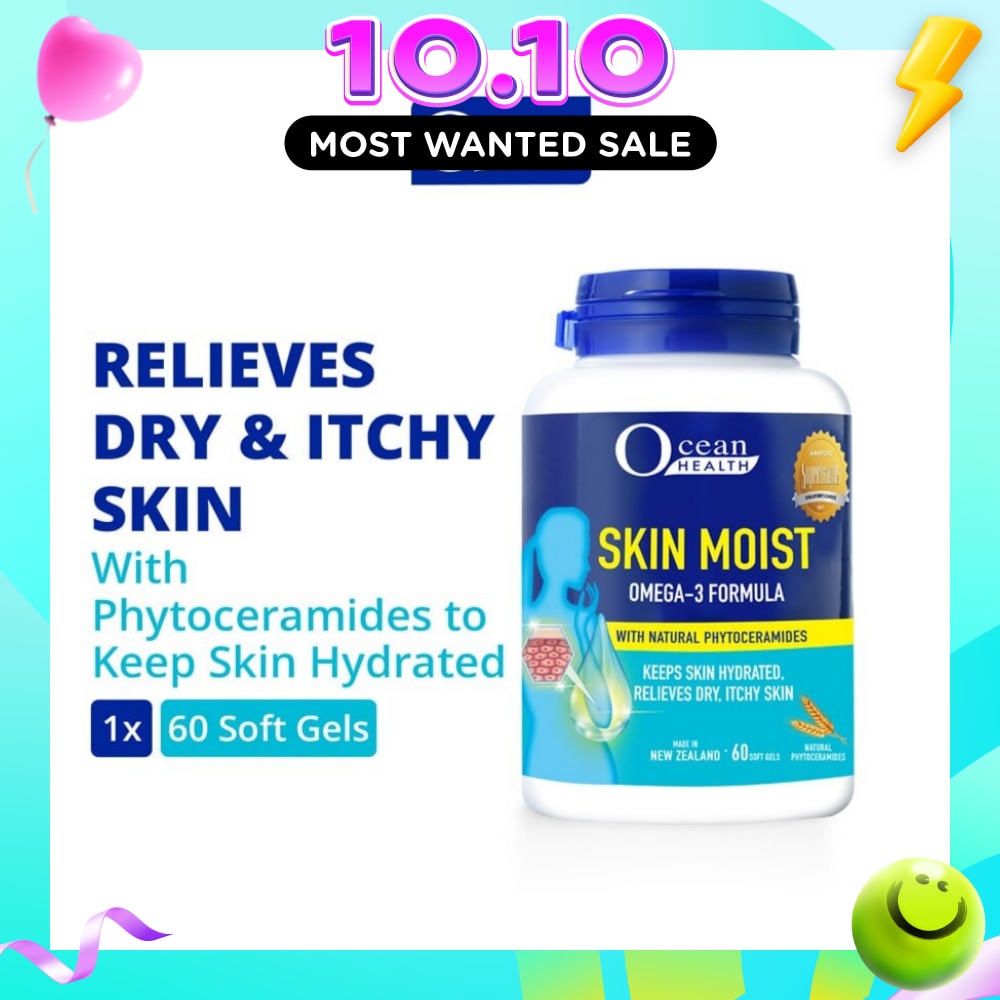 Skin Moist Omega 3 Formula with Natural Phytoceramides (Keeps Skin Hydrated + Relieves Dry & Itchy Skin) 60s image