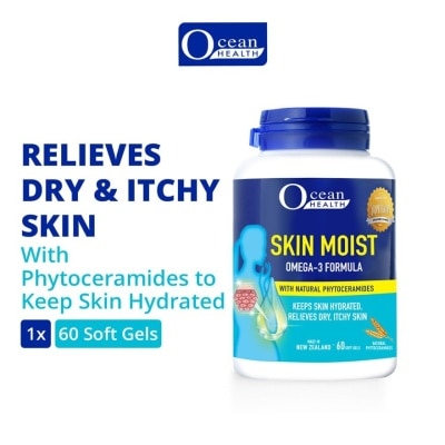 OCEAN HEALTH Skin Moist Omega-3 Formula with Natural Phytoceramides (Keeps Skin Hydrated + Relieves Dry & Itchy Skin) 60s