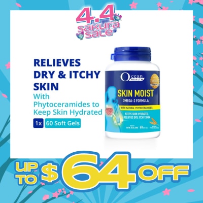 OCEAN HEALTH - Skin Moist Omega-3 Formula with Natural Phytoceramides (Keeps Skin Hydrated + Relieves Dry & Itchy Skin) 60s