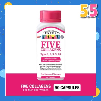 21ST CENTURY Five Collagen Capsules For Men & Women (Reduces Visible Signs of Ageing) 90s