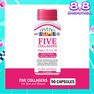 21ST CENTURY Five Collagen Capsules For Men & Women (Reduces Visible Signs of Ageing) 90s