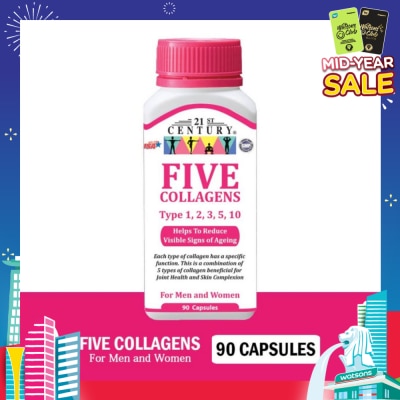 21ST CENTURY Five Collagen Capsules For Men & Women (Reduces Visible Signs of Ageing) 90s