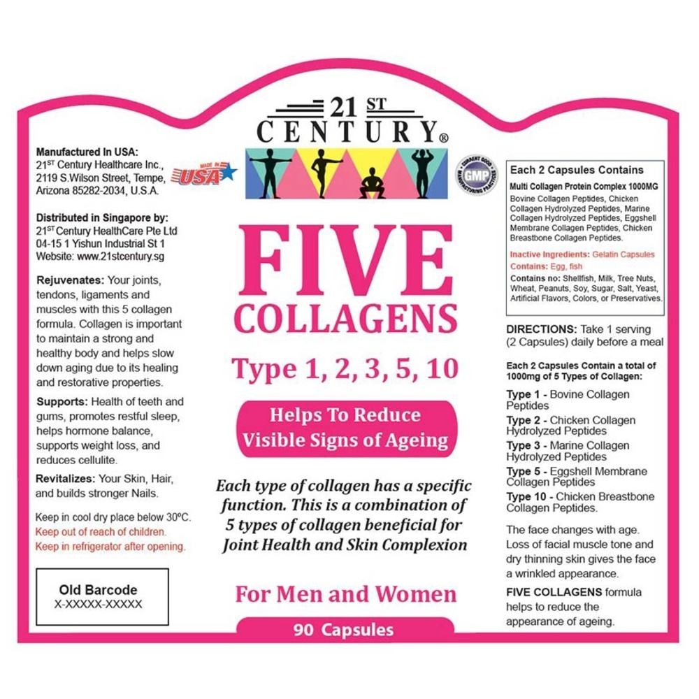 Five Collagen Capsules For Men & Women (Reduces Visible Signs of Ageing) 90s