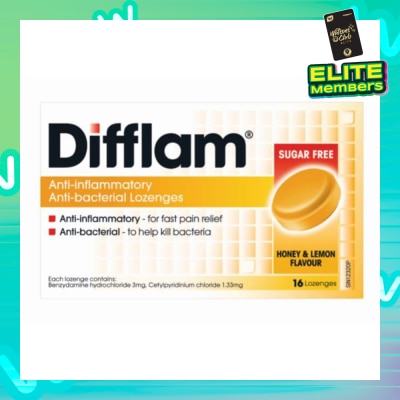 DIFFLAM Anti-Inflammatory Anti-bacterial Honey Lemon Sugar Free 16 Lozenges