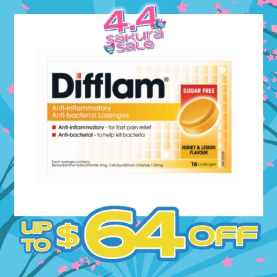 DIFFLAM - Anti-Inflammatory Anti-bacterial Honey Lemon Sugar Free 16 Lozenges