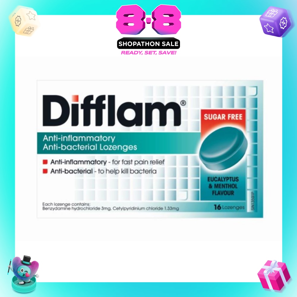 Anti-Inflammatory Anti-bacterial Eucalyptus & Menthol Sugar Free 16 Lozenges