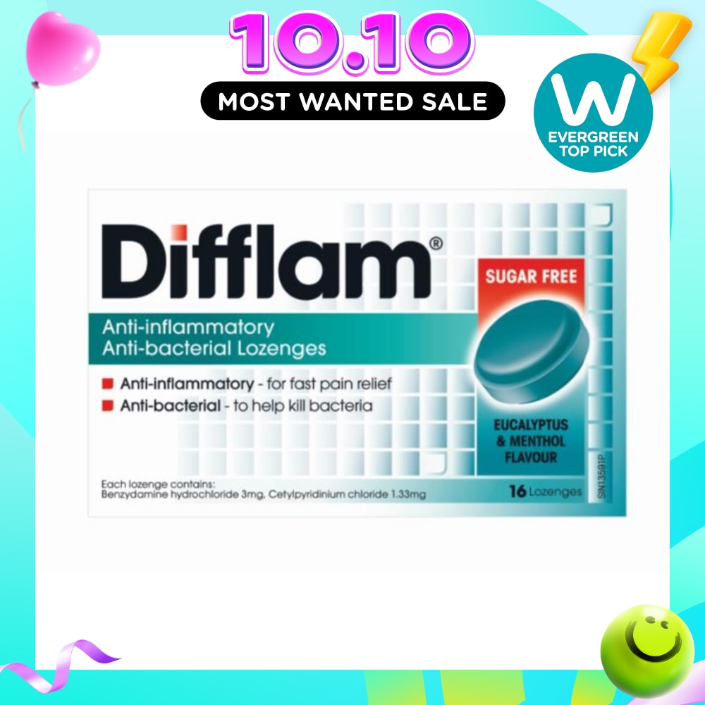 Anti Inflammatory Anti bacterial Eucalyptus & Menthol Sugar Free 16 Lozenges image