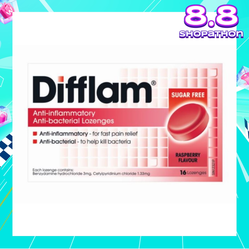 Anti-Inflammatory Anti-bacterial Raspberry Sugar Free 16 Lozenges (Expiry: Dec`2025)