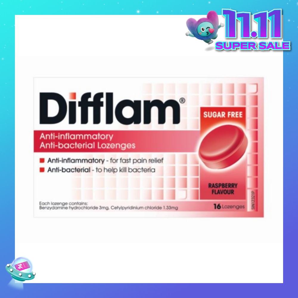 Anti-Inflammatory Anti-bacterial Raspberry Sugar Free 16 Lozenges (Expiry: Apr`2026)