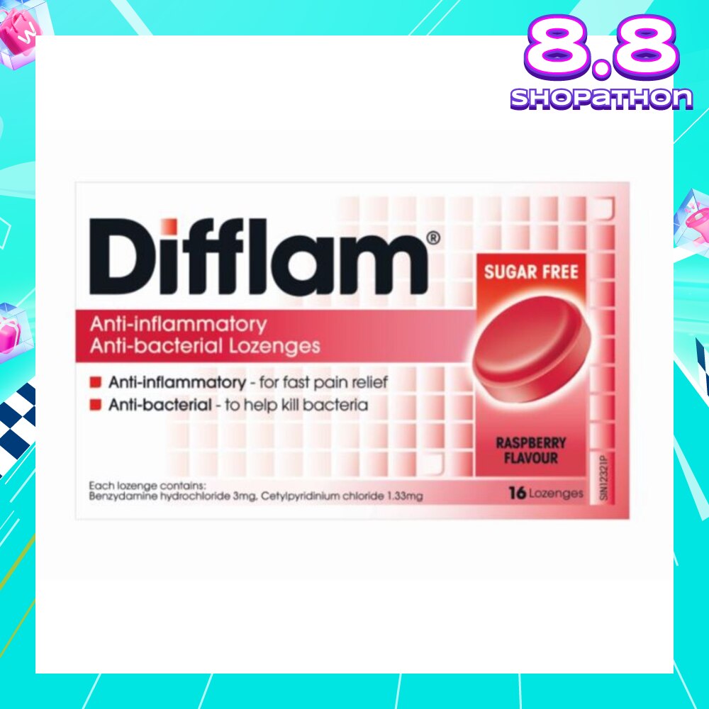 Anti-Inflammatory Anti-bacterial Raspberry Sugar Free 16 Lozenges (Expiry: Dec`2025)