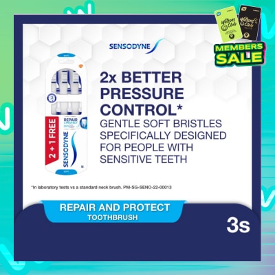 SENSODYNE Sensitive Teeth Duo Flex Neck Toothbrush Repair & Protect Soft Buy 2 Free 1 Packset 3s