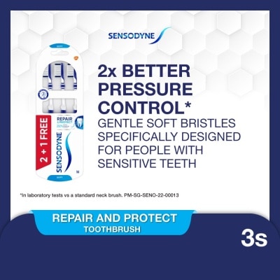 SENSODYNE Sensitive Teeth Duo Flex Neck Toothbrush Repair & Protect Soft Buy 2 Free 1 Packset 3s