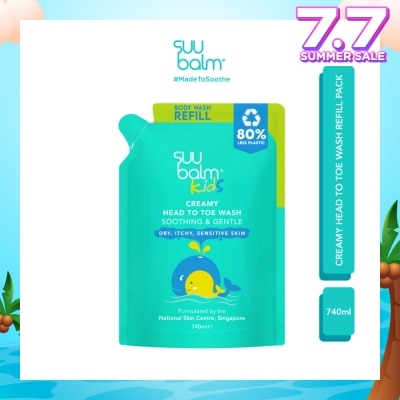 SUU BALM Kids Creamy Head To Toe Wash (Soothing & Gentle) Refill Pack 740ml