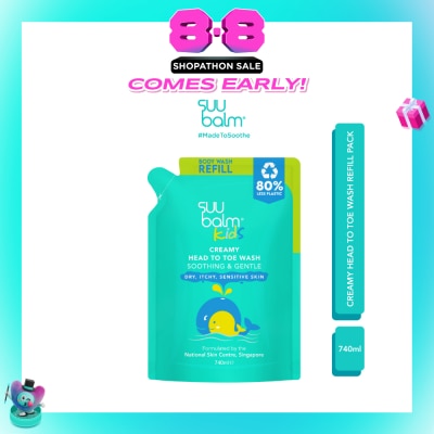 SUU BALM - Kids Creamy Head To Toe Wash (Soothing & Gentle) Refill Pack 740ml