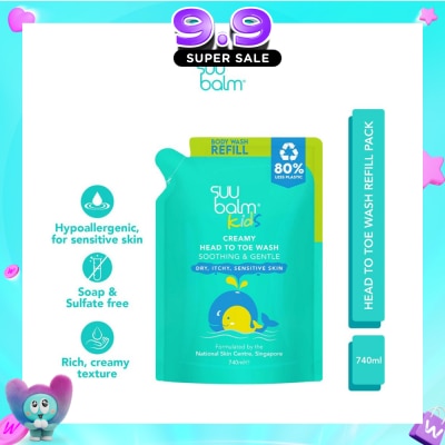 SUU BALM - Kids Creamy Head To Toe Wash (Soothing & Gentle) Refill Pack 740ml image