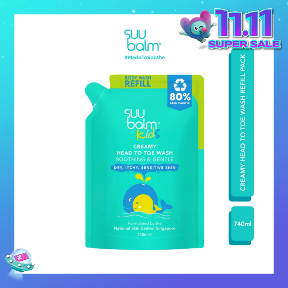 Kids Creamy Head To Toe Wash (Soothing & Gentle) Refill Pack 740ml