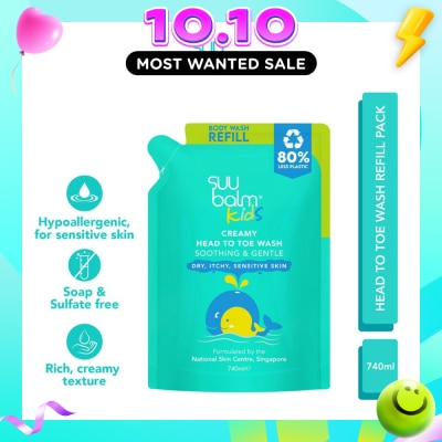SUU BALM Kids Creamy Head To Toe Wash (Soothing & Gentle) Refill Pack 740ml image