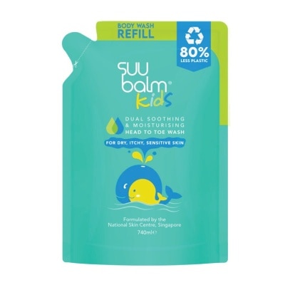 SUU BALM Kids Head to Toe Wash Refill Pack (Moisturises + Soothes Skin) 740ml