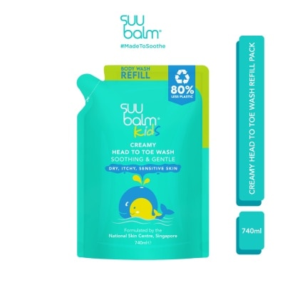 SUU BALM Kids Head to Toe Wash Refill Pack (Moisturises + Soothes Skin) 740ml