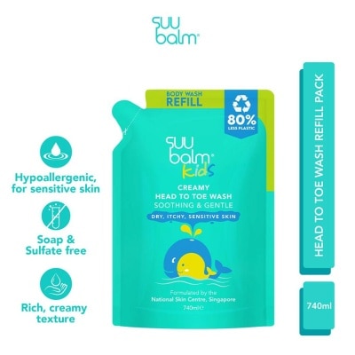SUU BALM Kids Creamy Head To Toe Wash (Soothing & Gentle) Refill Pack 740ml image