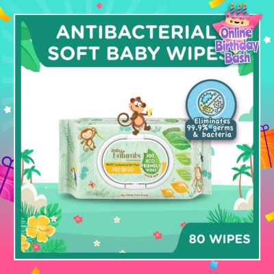 WATSONS Baby Naturals 100% Eco-Friendly Wipes (99% Antibacterial Soft Wipes + Mild & Safe) 80s