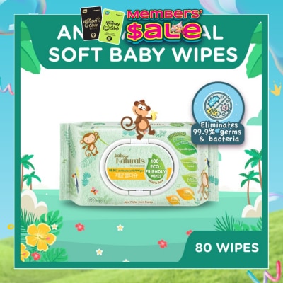 WATSONS - Baby Naturals 100% Eco-Friendly Wipes (99% Antibacterial Soft Wipes + Mild & Safe) 80s