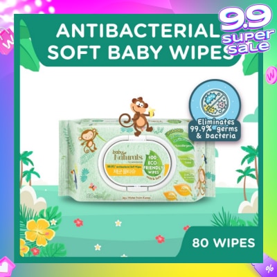 WATSONS Baby Naturals 100% Eco-Friendly Wipes (99% Antibacterial Soft Wipes + Mild & Safe) 80s