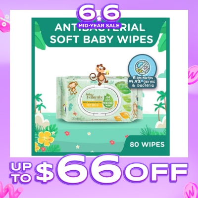 WATSONS - Baby Naturals 100% Eco-Friendly Wipes (99% Antibacterial Soft Wipes + Mild & Safe) 80s