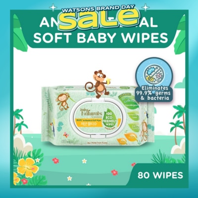 WATSONS - Baby Naturals 100% Eco-Friendly Wipes (99% Antibacterial Soft Wipes + Mild & Safe) 80s