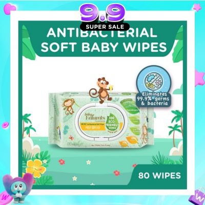 WATSONS - Baby Naturals 100% Eco-Friendly Wipes (99% Antibacterial Soft Wipes + Mild & Safe) 80s image