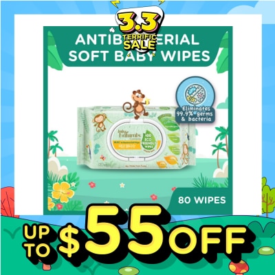 WATSONS Baby Naturals 100% Eco-Friendly Wipes (99% Antibacterial Soft Wipes + Mild & Safe) 80s