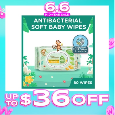 WATSONS - Baby Naturals 100% Eco-Friendly Wipes (99% Antibacterial Soft Wipes + Mild & Safe) 80s