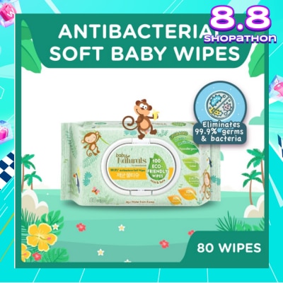 WATSONS Baby Naturals 100% Eco-Friendly Wipes (99% Antibacterial Soft Wipes + Mild & Safe) 80s