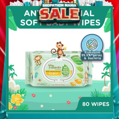 WATSONS - Baby Naturals 100% Eco-Friendly Wipes (99% Antibacterial Soft Wipes + Mild & Safe) 80s