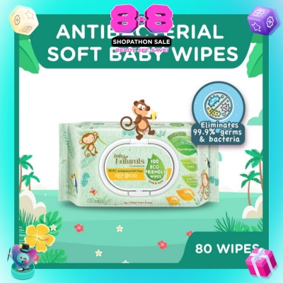 WATSONS - Baby Naturals 100% Eco-Friendly Wipes (99% Antibacterial Soft Wipes + Mild & Safe) 80s