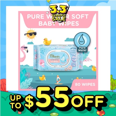 WATSONS Baby Naturals Pure Water Soft Wipes (99% Pure Water + Mild & Safe) 80s