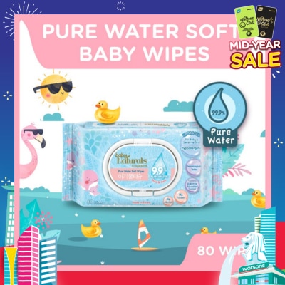 WATSONS Baby Naturals Pure Water Soft Wipes (99% Pure Water + Mild & Safe) 80s