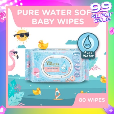WATSONS Baby Naturals Pure Water Soft Wipes (99% Pure Water + Mild & Safe) 80s